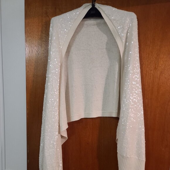 Iman Ivory Long Sequin Wrap - Picture 1 of 4
